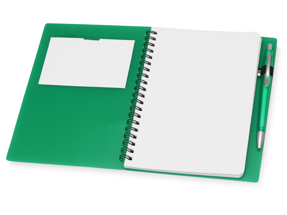 Блокнот "Контакт" с ручкой, зеленый-1
