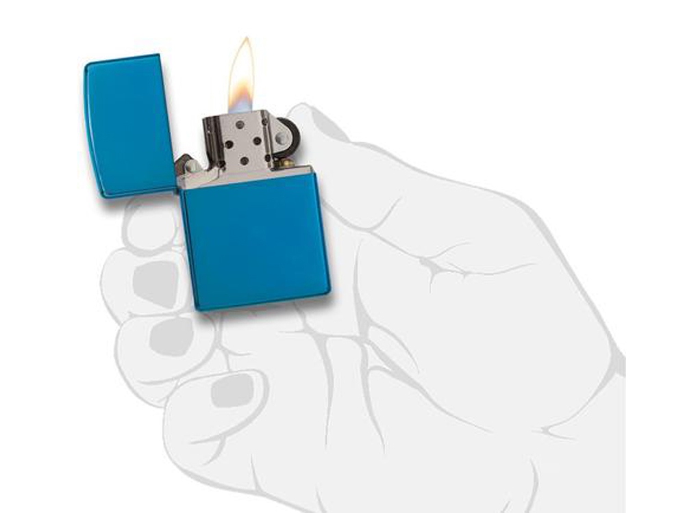 Зажигалка ZIPPO Classic с покрытием Sapphire™, латунь/сталь, синяя, глянцевая, 38x13x57 мм-2
