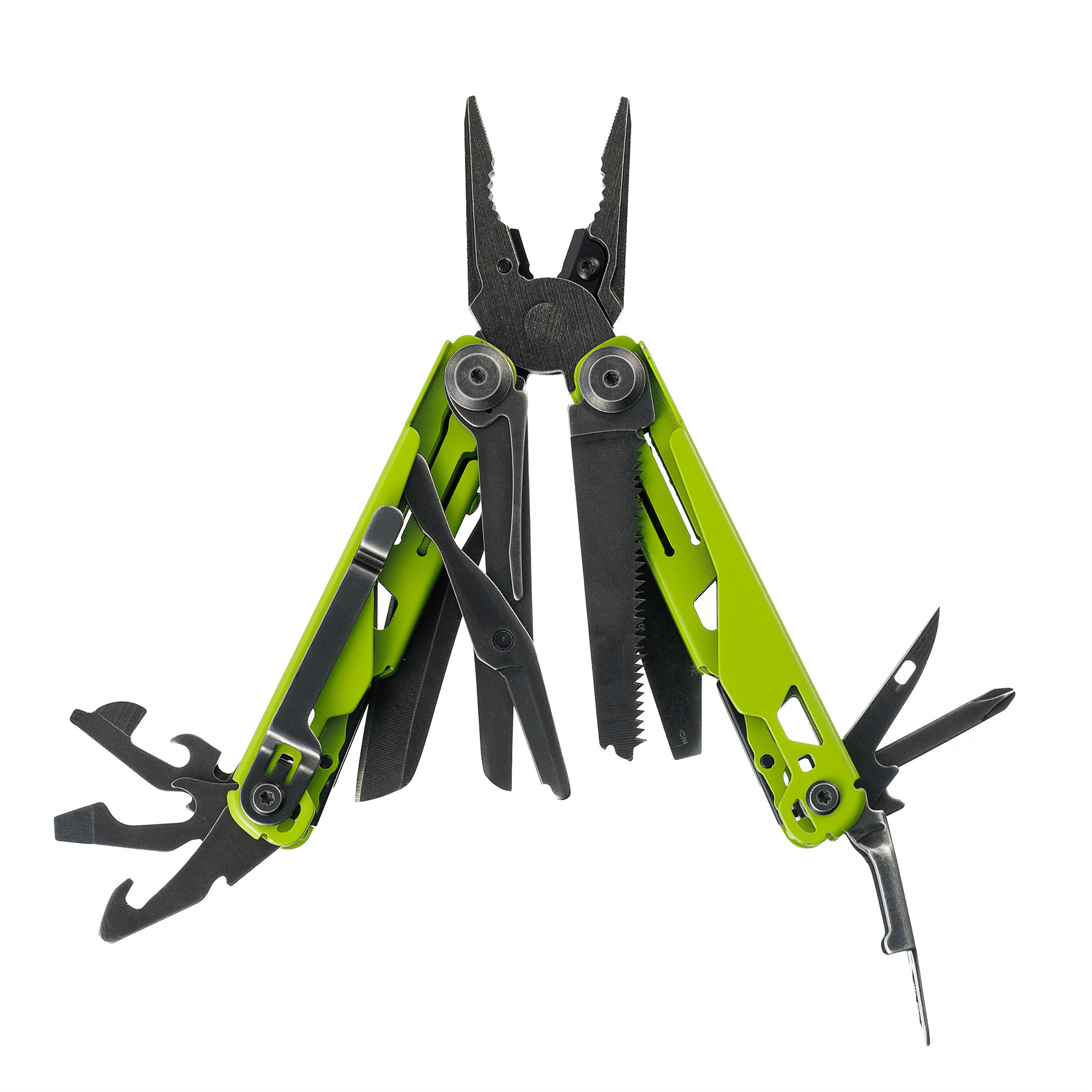 Мультитул Stinger, 107 х 19 мм, 19 функций, сталь, салатовый корпус, стоунвош, в картонной коробке, в комплекте нейлоновый чехол-2