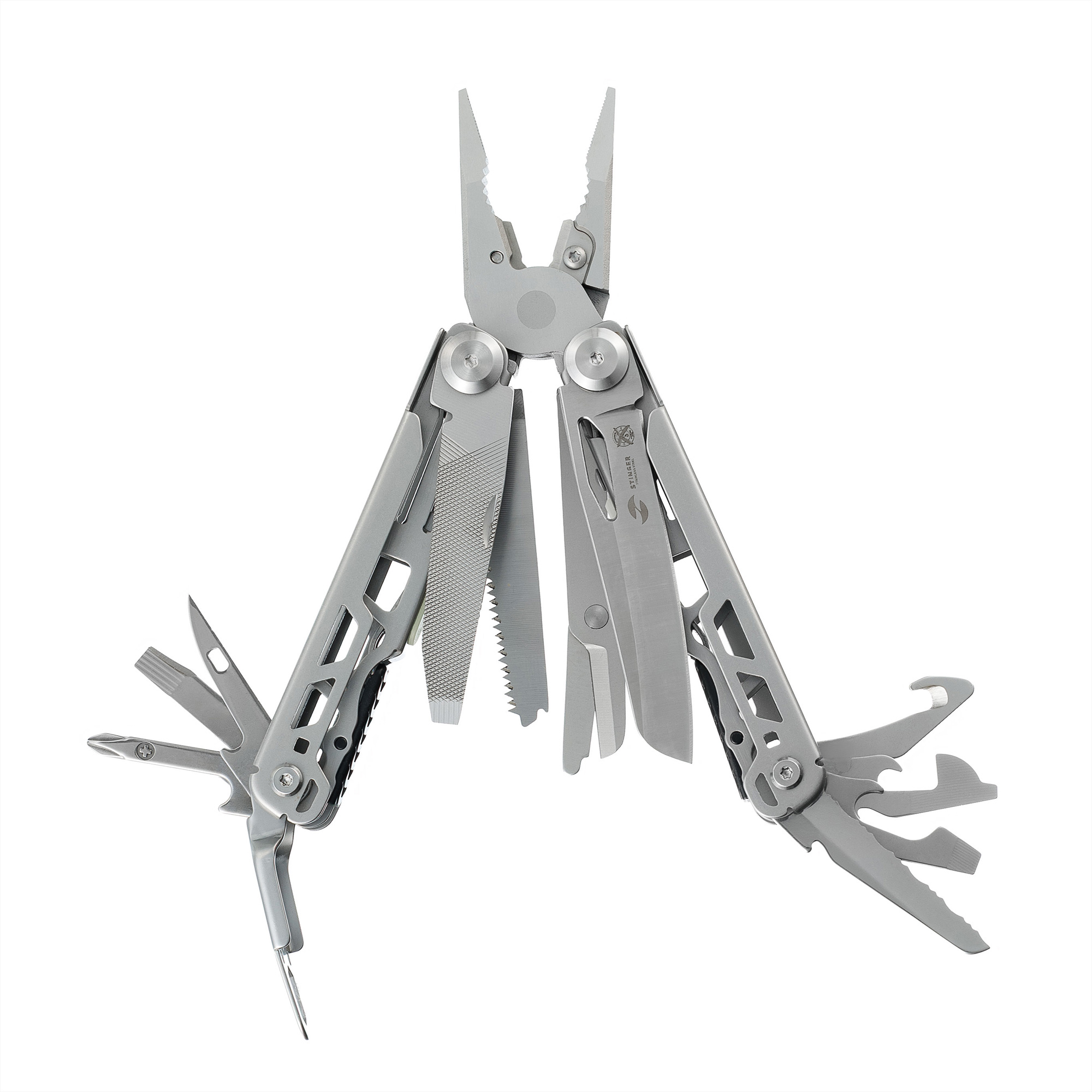 Мультитул Stinger, 110 х 22 мм, 22 функции, сталь, серебристый, в картонной коробке, в комплекте нейлоновый чехол-1
