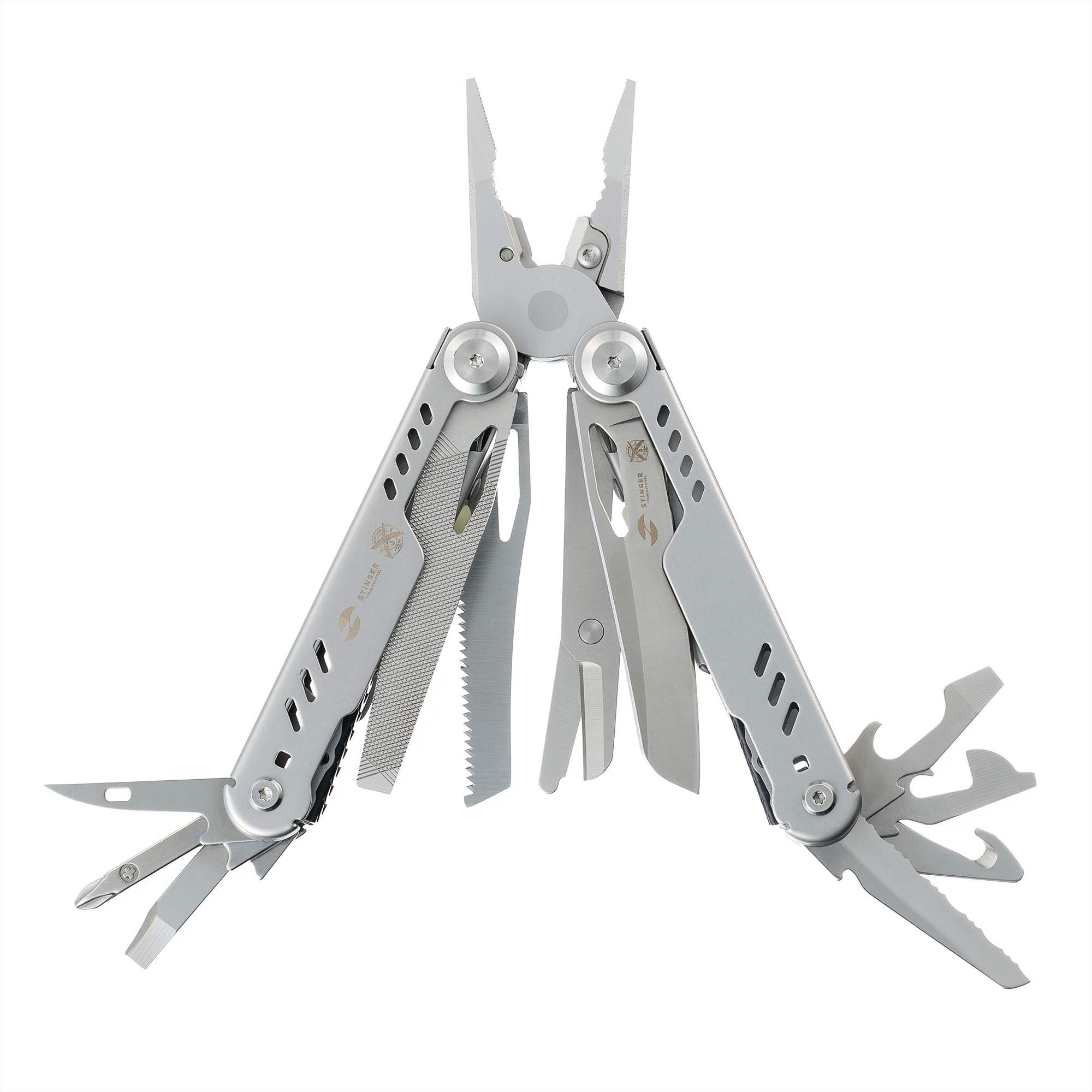 Мультитул Stinger, 110 х 27 мм, 21 функция, сталь, серебристый, в картонной коробке, в комплекте нейлоновый чехол-1