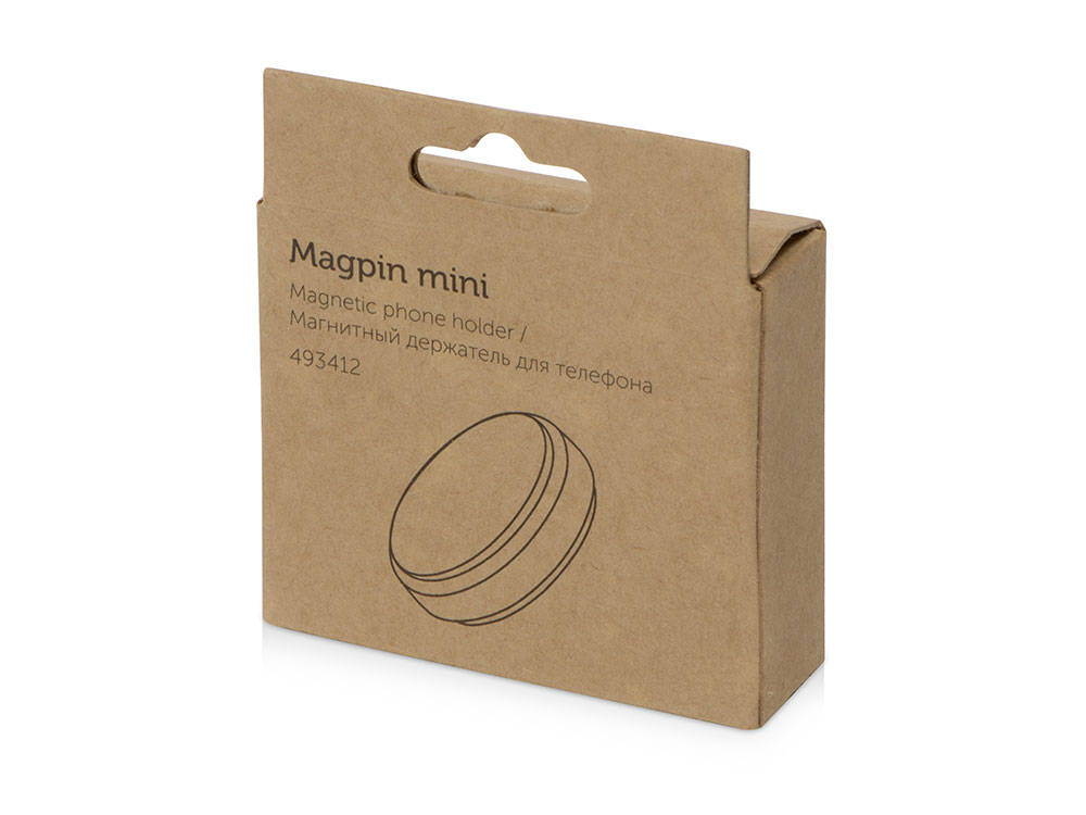 Магнитный держатель для телефона "Magpin mini", черный/стальной-4