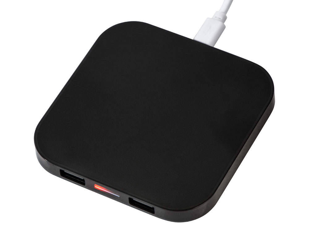 Беспроводная зарядка «Tile» с 2 USB-A, 5 Вт, черный-2
