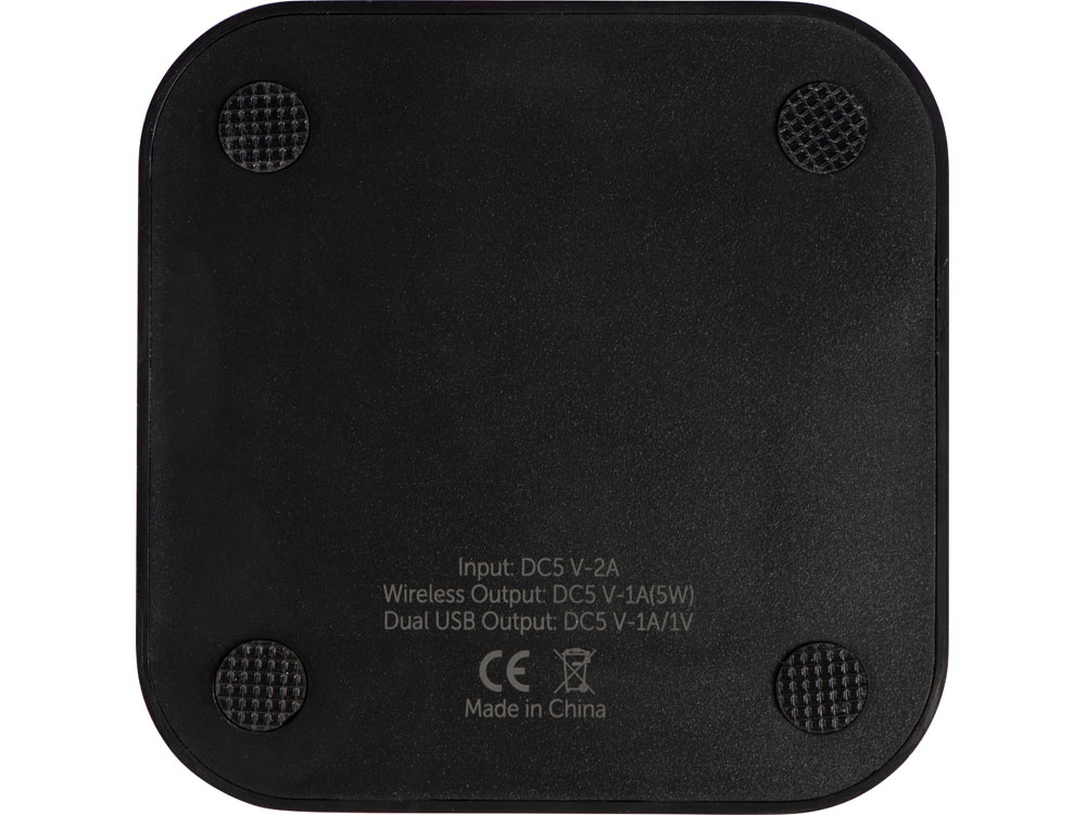 Беспроводная зарядка «Tile» с 2 USB-A, 5 Вт, черный-4