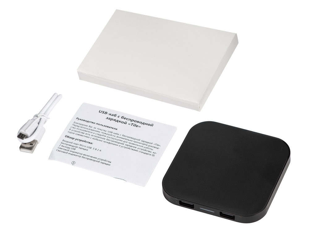Беспроводная зарядка «Tile» с 2 USB-A, 5 Вт, черный-7