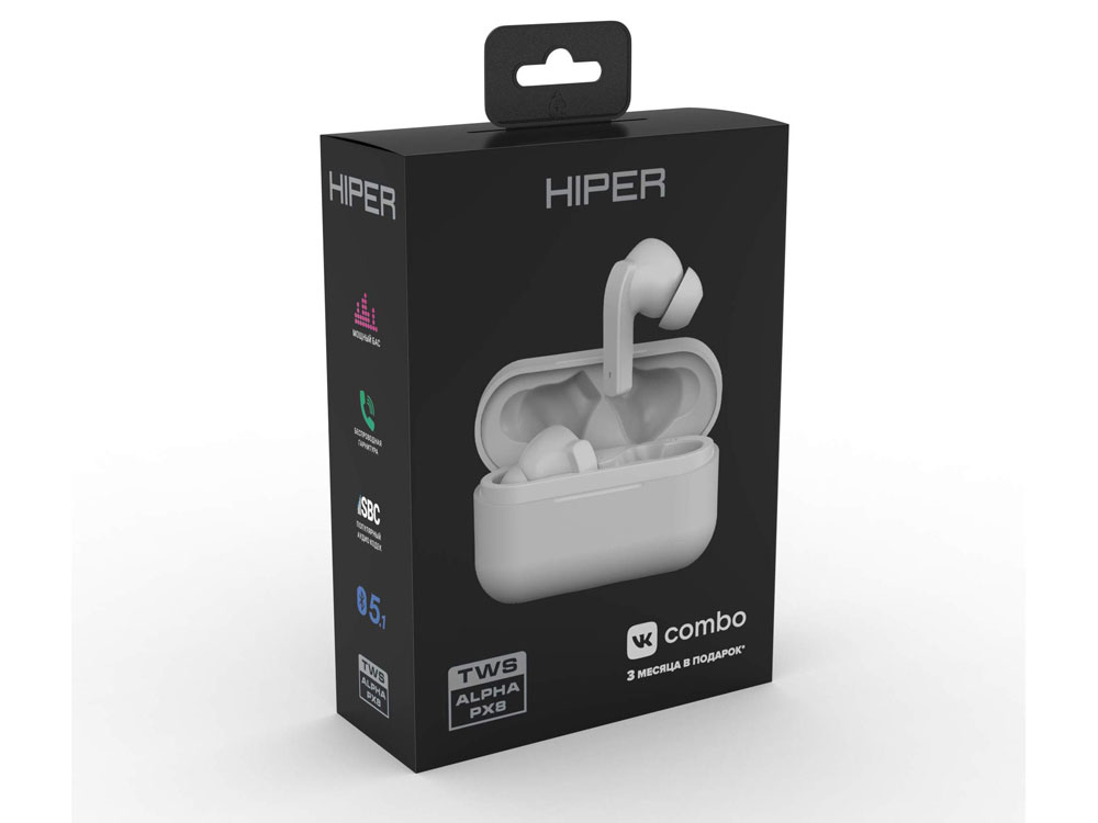 Беспроводные наушники HIPER TWS Alpha PX8 (HTW-APX8) Bluetooth 5.0 гарнитура, Белый (Р)-3
