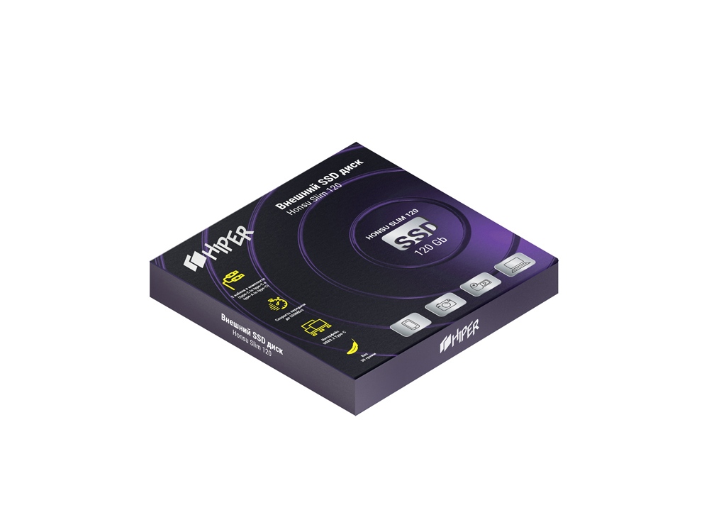 Внешний SSD накопитель «Honsu Slim 120» 120GB USB3.1 Type-C, Slim, Hiper-1