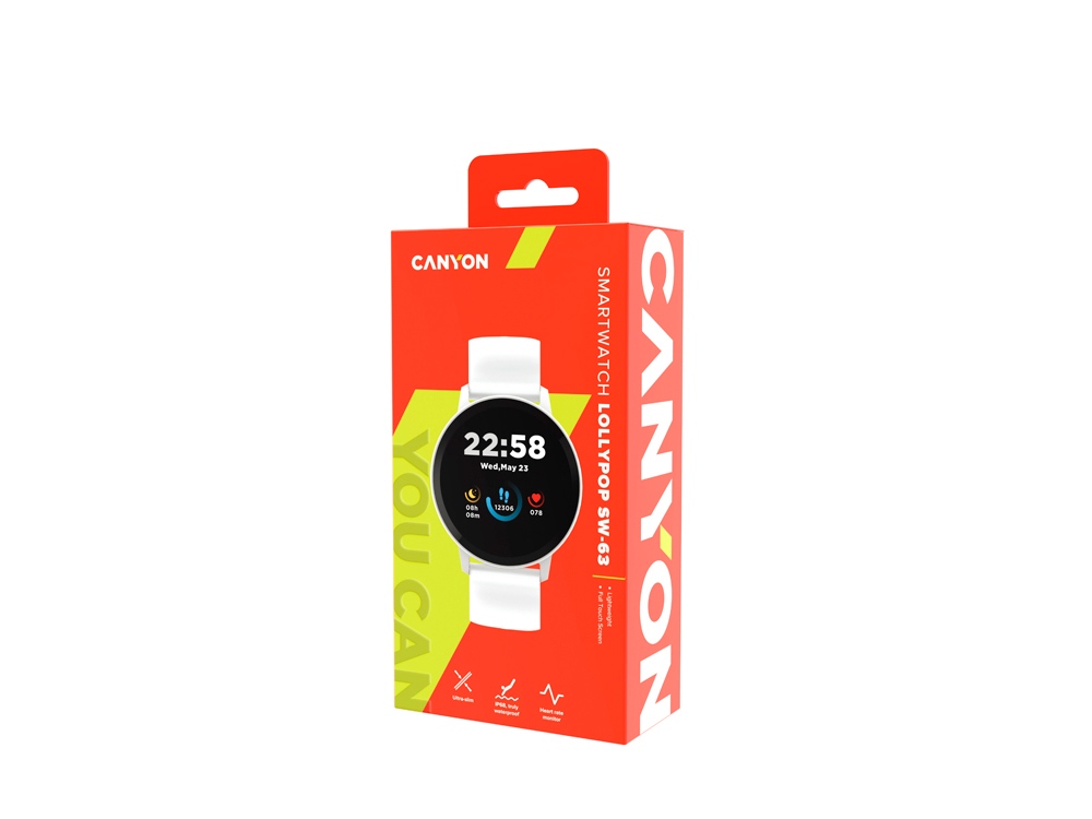 Умные часы CANYON Lollypop SW-63, IP 68, BT 5.0, сенсорный дисплей 1.3, белый (Р)-6