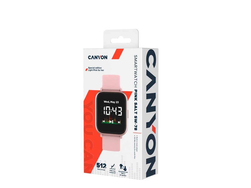 Смарт-часы со встроенным плеером Canyon SaltSW-78, розовый (Р)-3