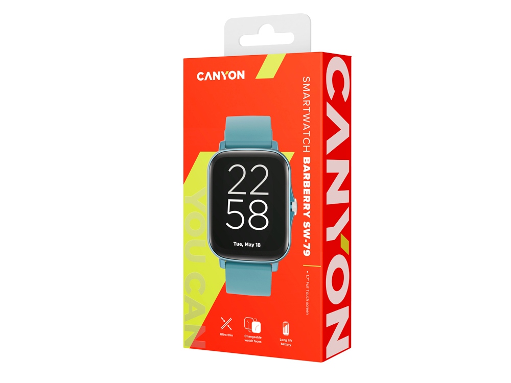 Умные часы CANYON Barberry SW-79, IP 67, BT 5.1, сенсорный дисплей 1.7, морская волна (Р)-5