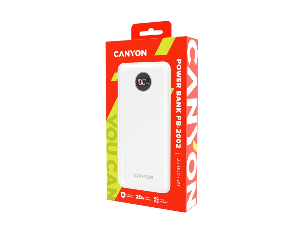 Портативный аккумулятор Canyon PB-2002 (CNE-CPB2002W), белый-3