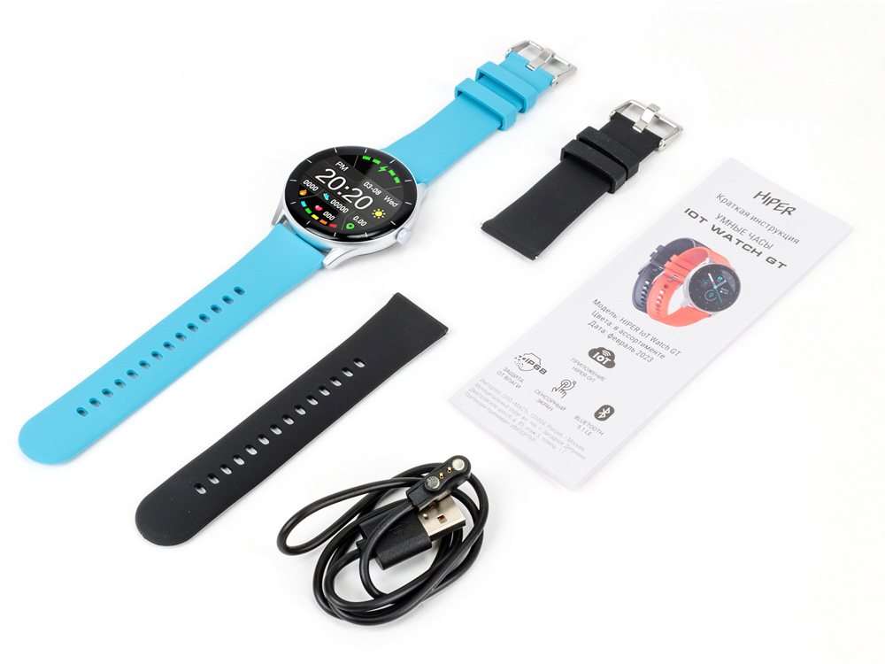 Умные часы HIPER IoT Watch GT, черный/ голубой-5