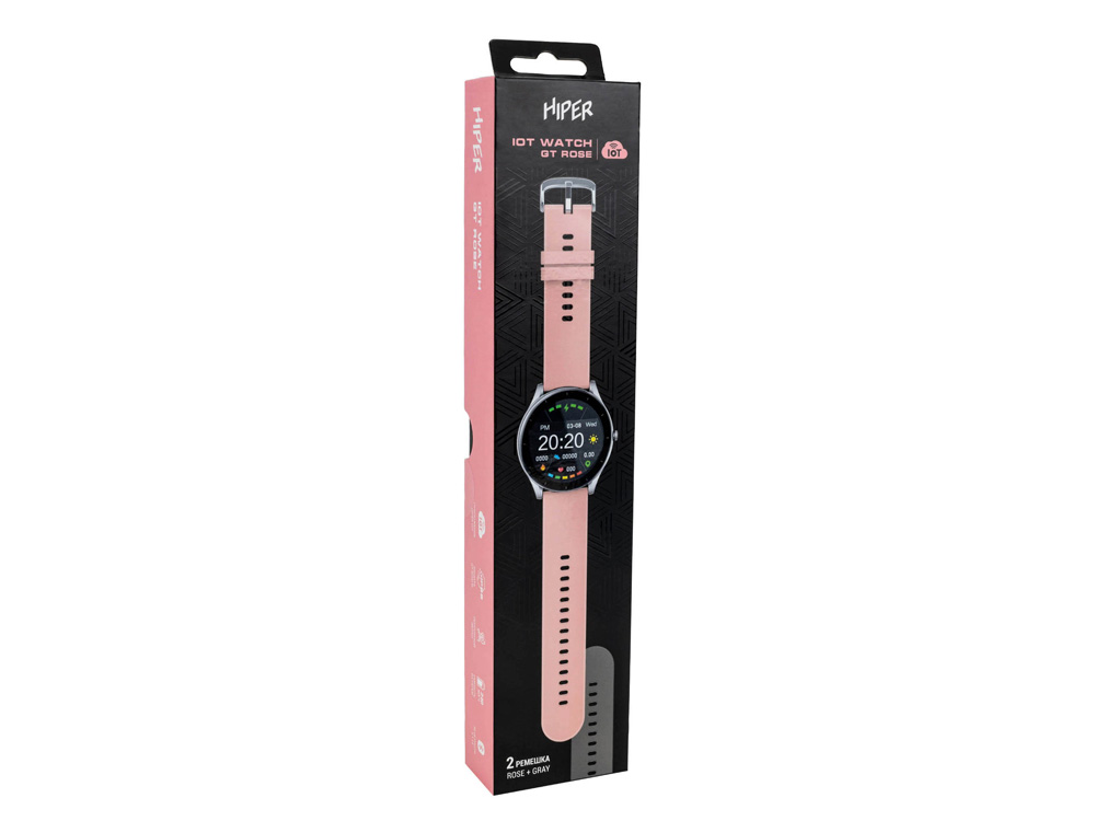 Умные часы HIPER IoT Watch GT, серый/розовый-6