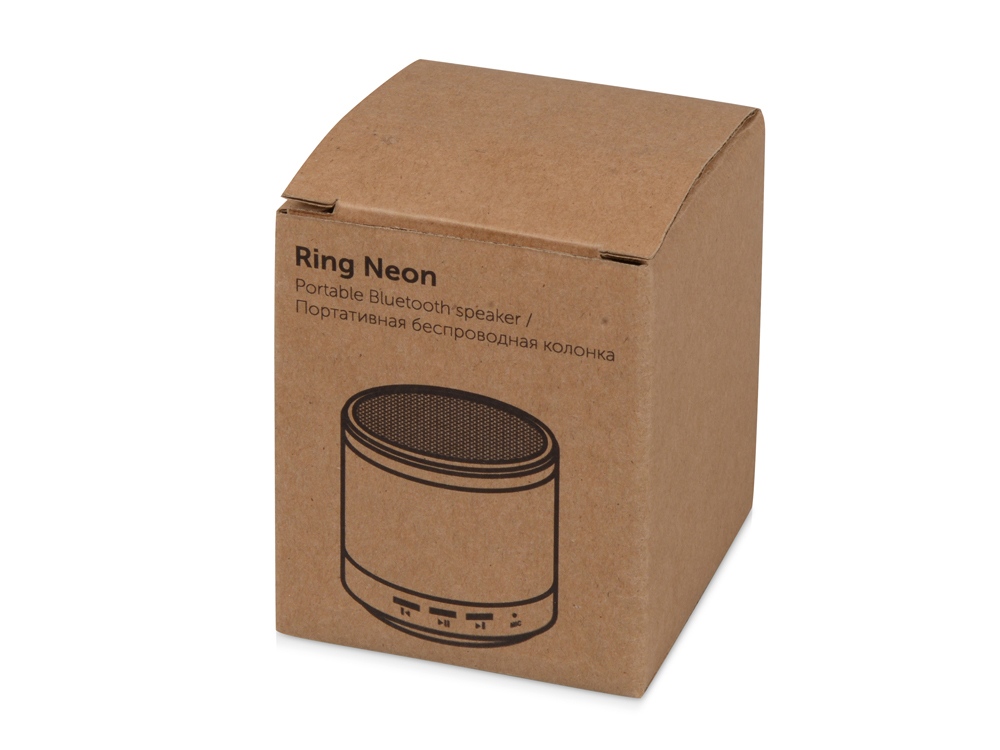 Портативная колонка «Ring neon» с белой подсветкой корпуса, серебристый-4