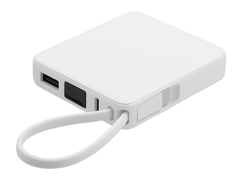 Внешний аккумулятор со встроенным кабелем USB-C «Дэнси», 5000 мАч, белый-1