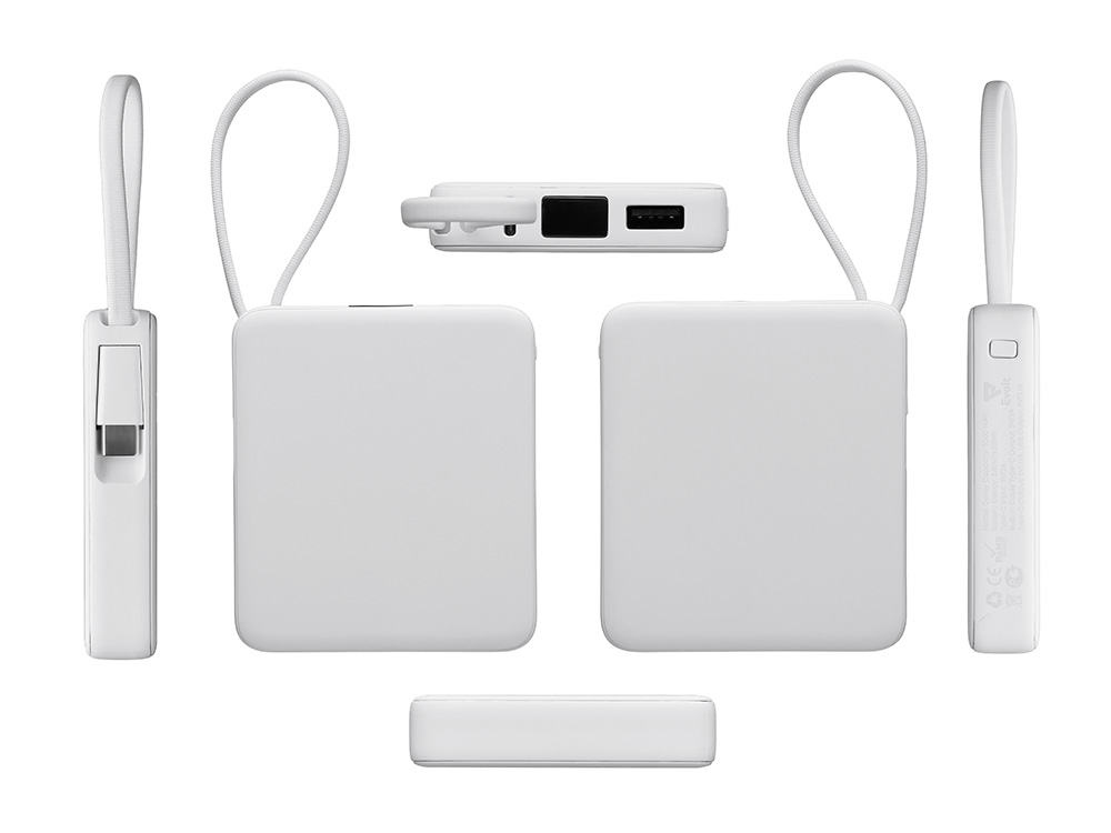 Внешний аккумулятор со встроенным кабелем USB-C «Дэнси», 5000 мАч, белый-3
