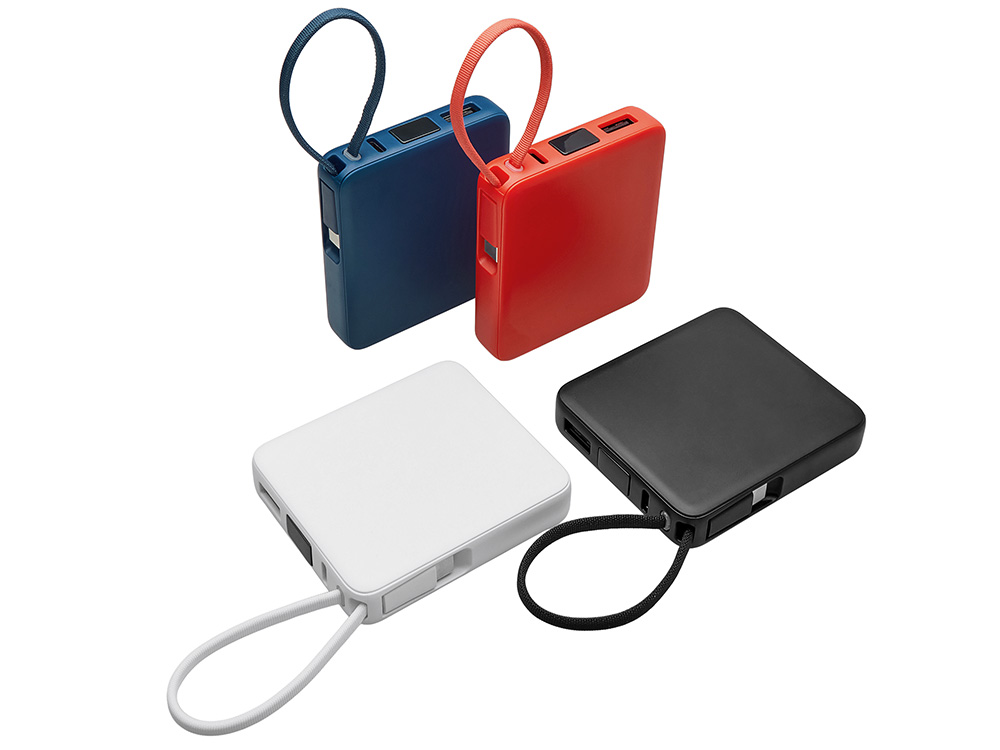 Внешний аккумулятор со встроенным кабелем USB-C «Дэнси», 5000 мАч, черный-6