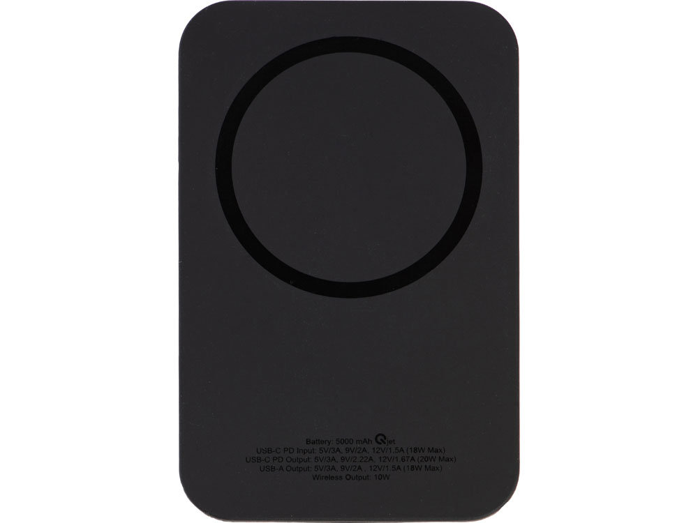 Магнитный беспроводной внешний аккумулятор "MagnetIQ", 5000 mah, 10 W, черный (Р)-2