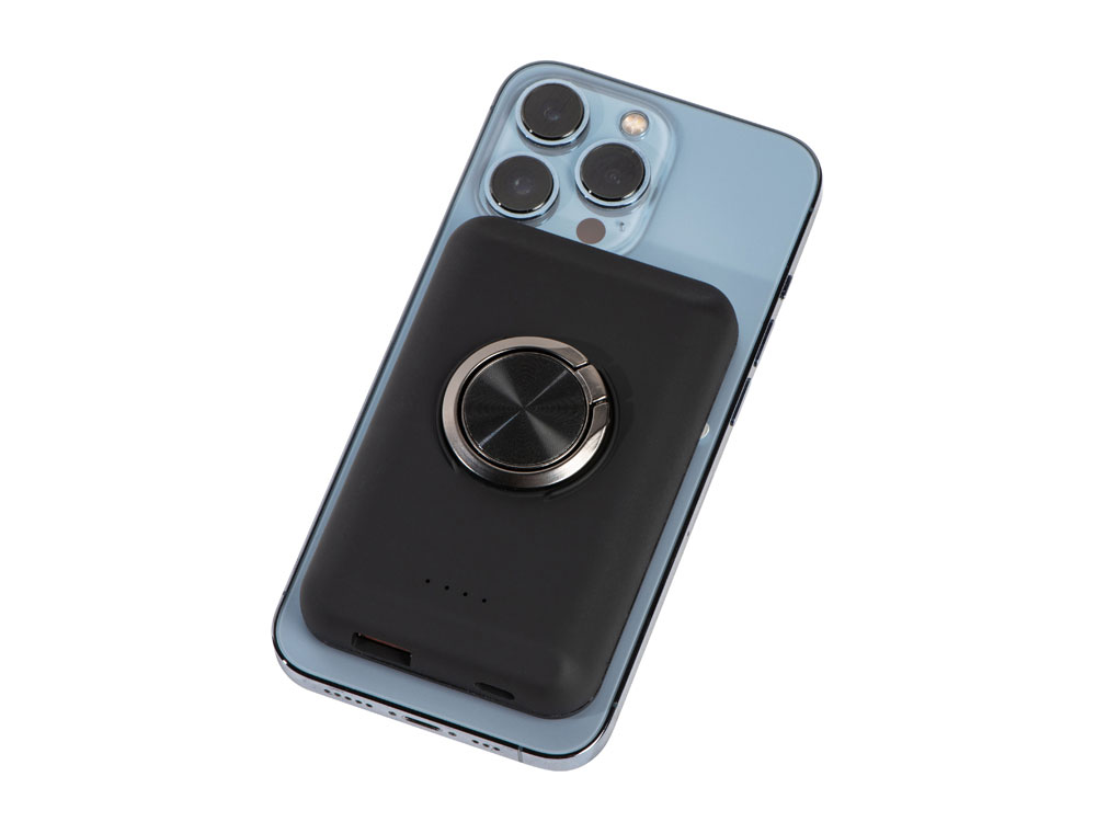 Магнитный беспроводной внешний аккумулятор "MagnetIQ", 5000 mah, 10 W, черный (Р)-5