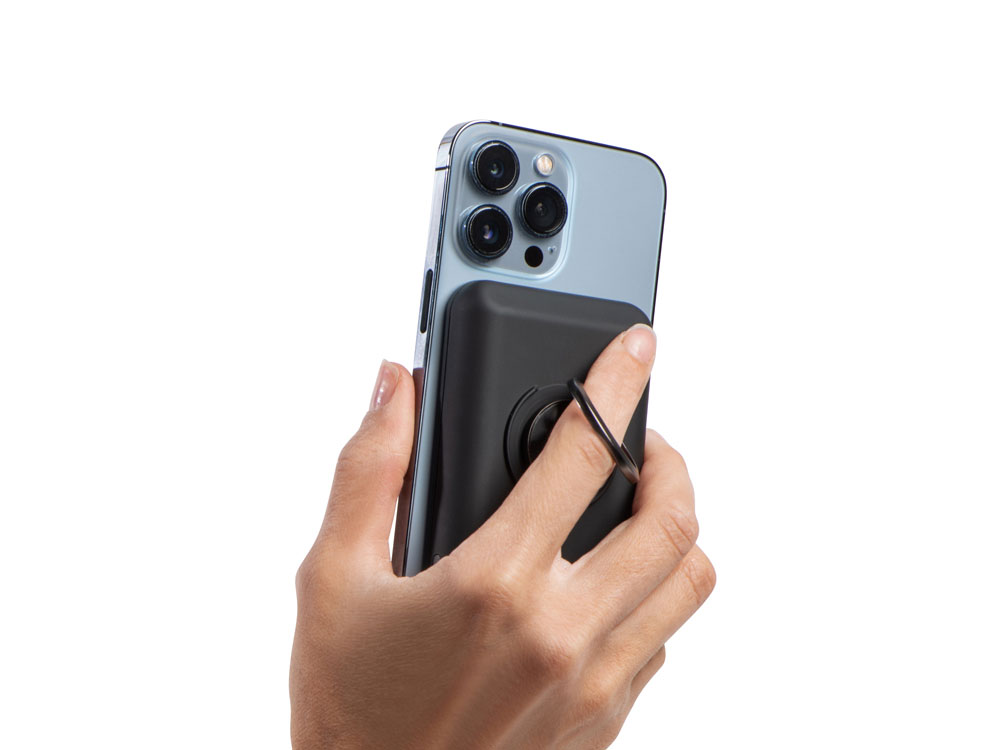 Магнитный беспроводной внешний аккумулятор "MagnetIQ", 5000 mah, 10 W, черный (Р)-7