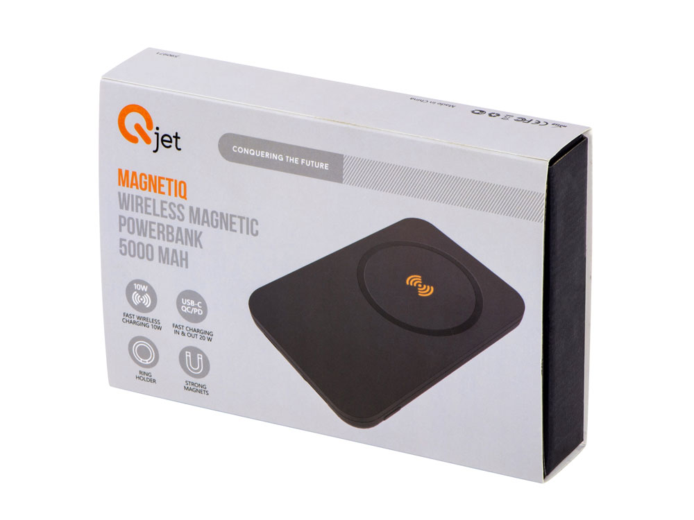 Магнитный беспроводной внешний аккумулятор "MagnetIQ", 5000 mah, 10 W, черный (Р)-17
