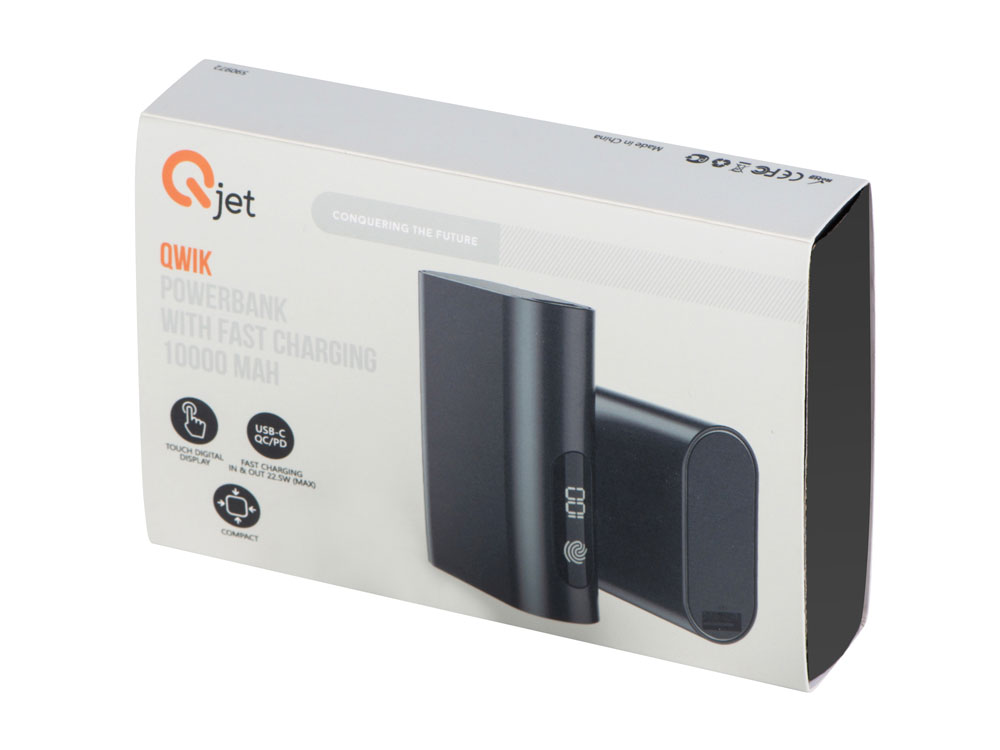 Внешний аккумулятор с QC/PD "Qwik", 10000 mah, черный (Р)-7