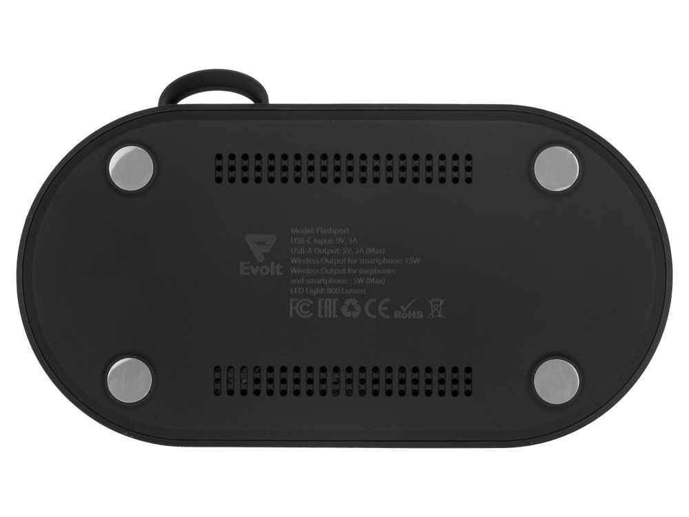 Складная зарядная станция с беспроводной зарядкой «Flashport», 15 Вт, черный-10