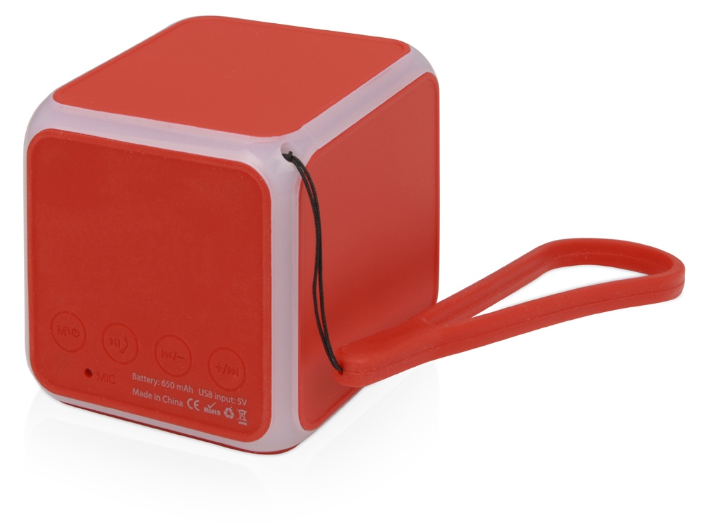 Портативная колонка «Cube» с подсветкой, красный-1