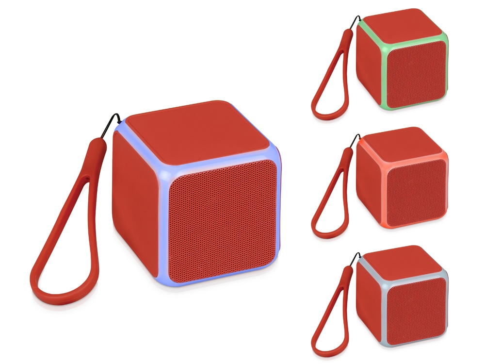 Портативная колонка «Cube» с подсветкой, красный-10