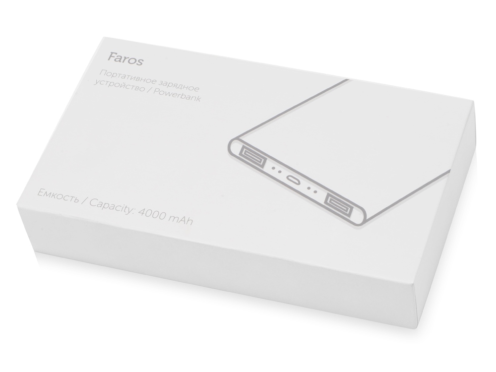 Портативное зарядное устройство с красной подсветкой логотипа «Faros», soft-touch, 4000 mAh-7