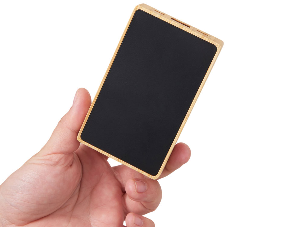 Внешний аккумулятор с подсветкой лого «Reedia S2», 5000 mAh, бамбук, черный-7