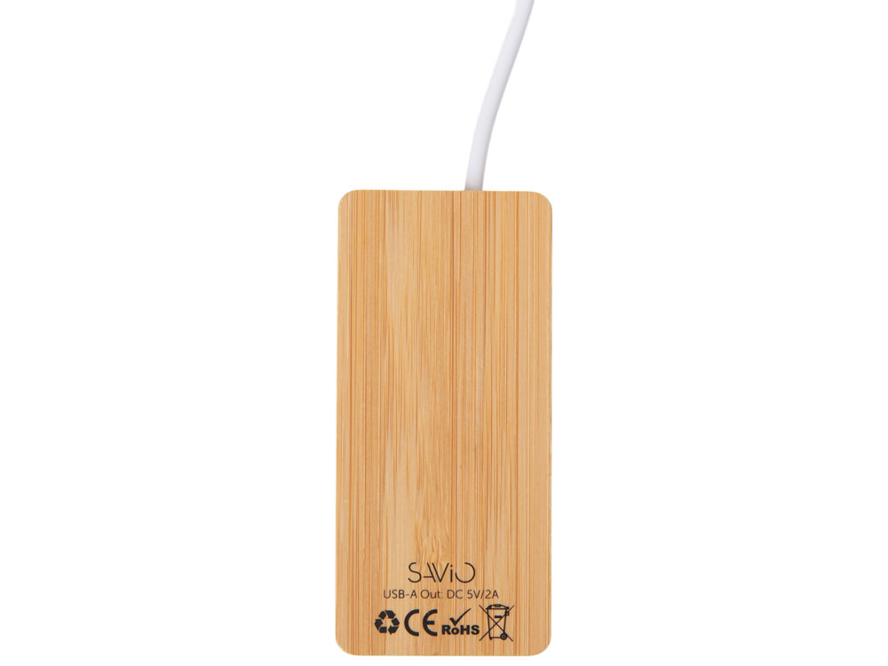 USB хаб с подсветкой лого «Reedia S5», 3*USB, 1*Type C, бамбук, черный-4
