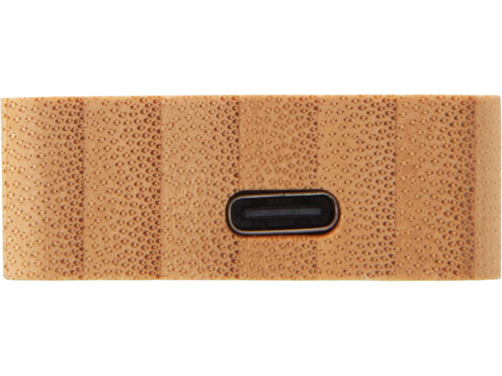 USB хаб с подсветкой лого «Reedia S5», 3*USB, 1*Type C, бамбук, черный-6