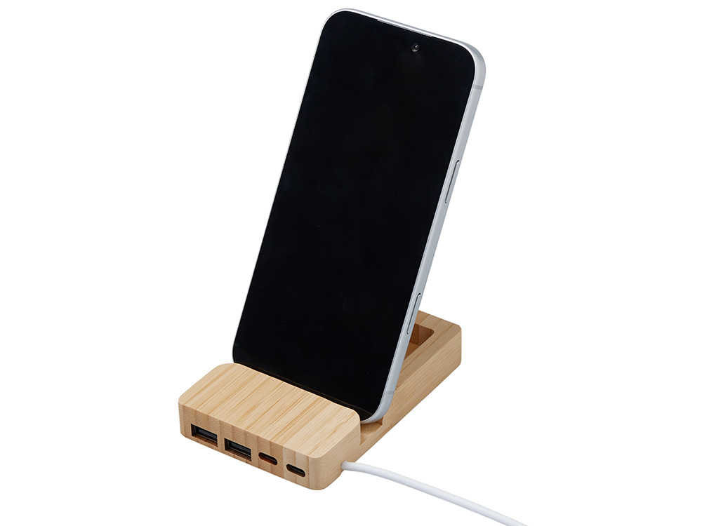 USB хаб «Memo», 2*USB, 2*Type C, бамбук-3