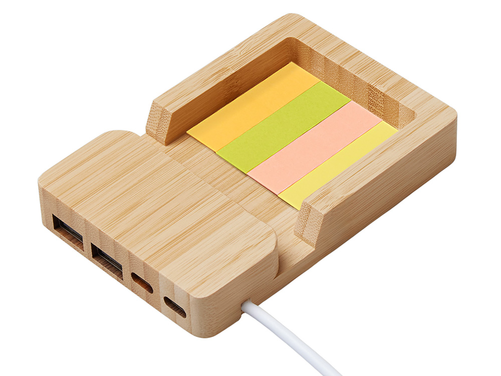 USB хаб «Memo», 2*USB, 2*Type C, бамбук-4