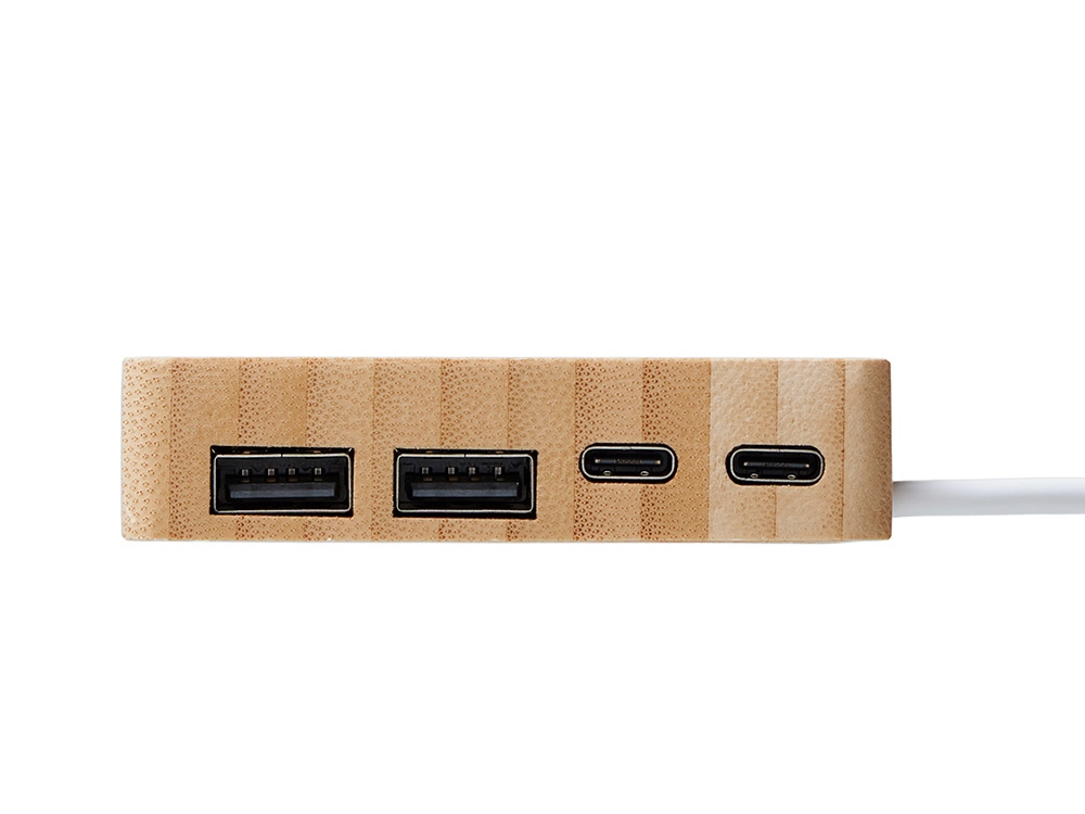 USB хаб «Memo», 2*USB, 2*Type C, бамбук-7