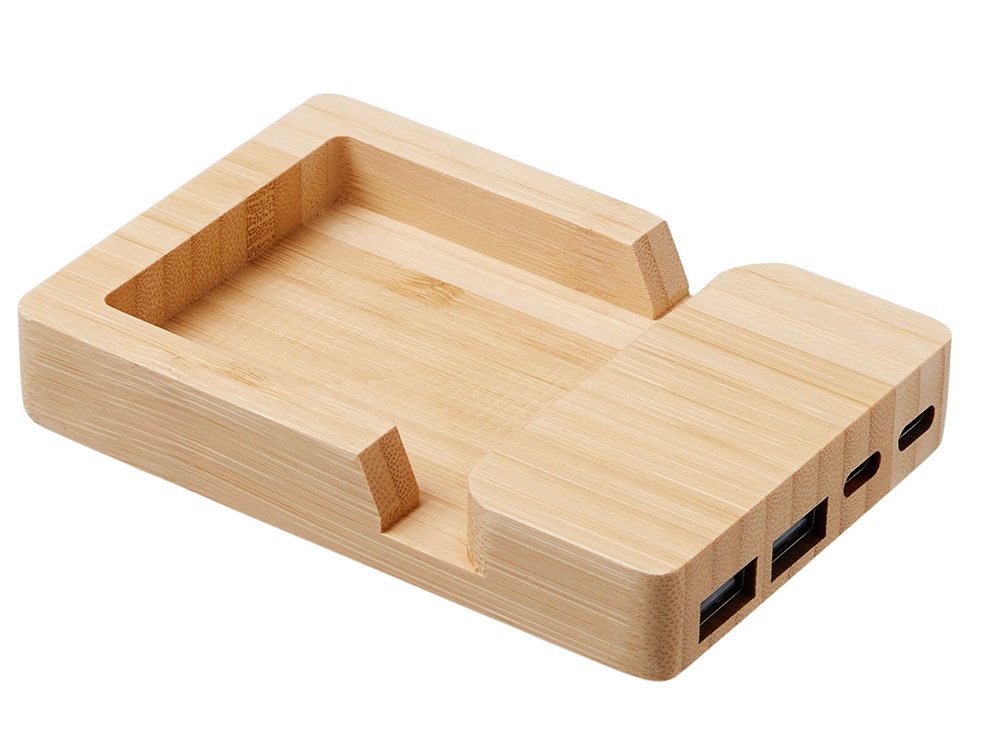 USB хаб «Memo», 2*USB, 2*Type C, бамбук-9