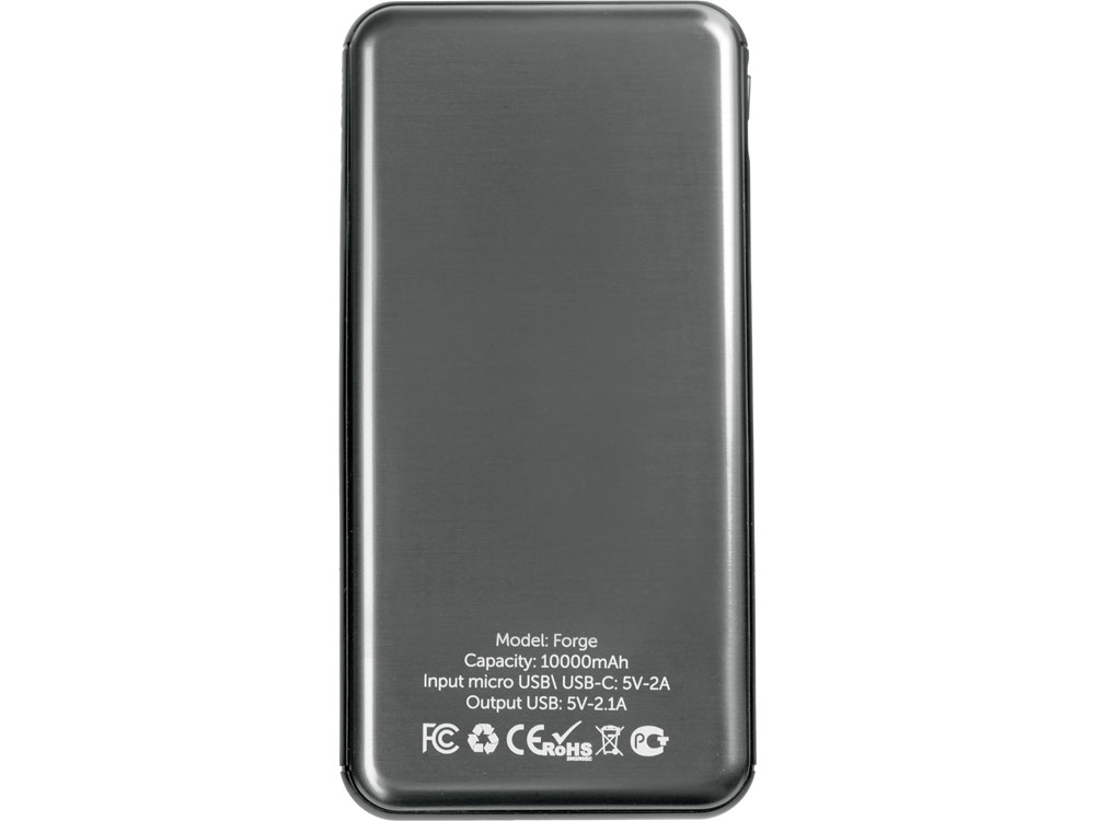 Внешний аккумулятор «Forge» v.2, металл, 10000mah, серый-2