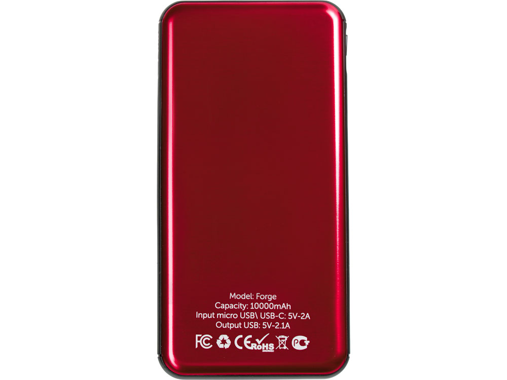 Внешний аккумулятор «Forge» v.2, металл, 10000mah, красный-2
