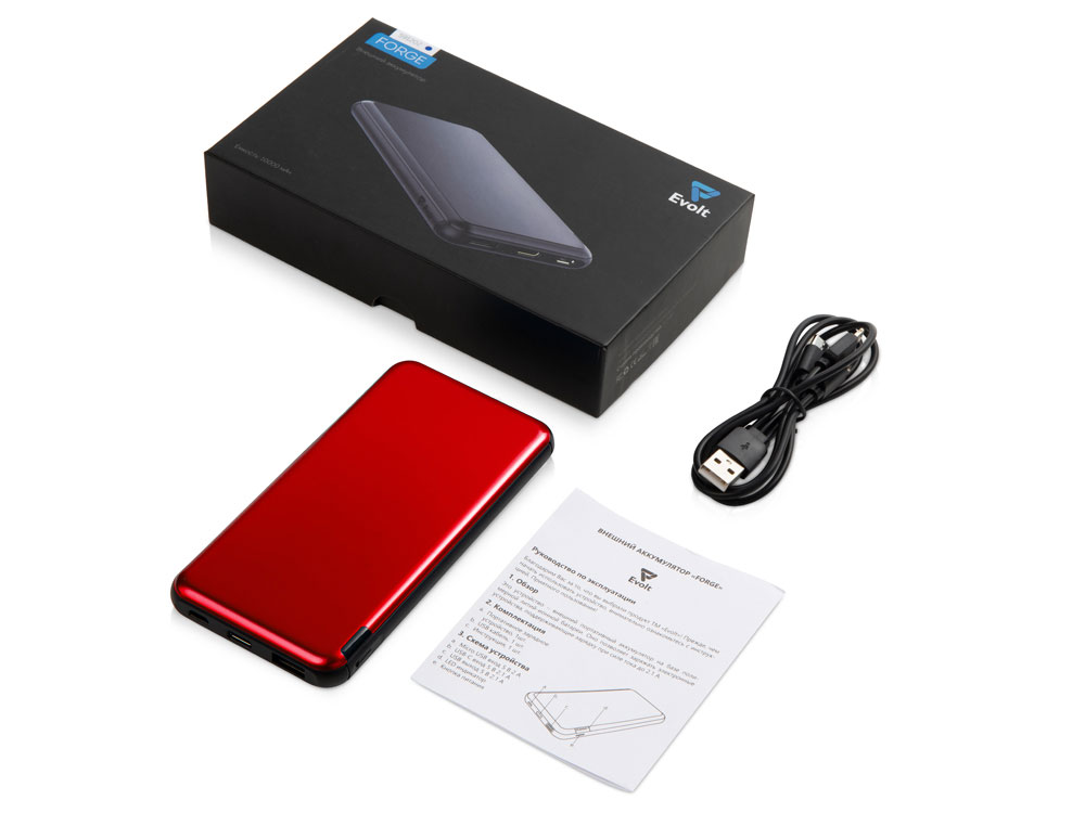 Внешний аккумулятор «Forge» v.2, металл, 10000mah, красный-6