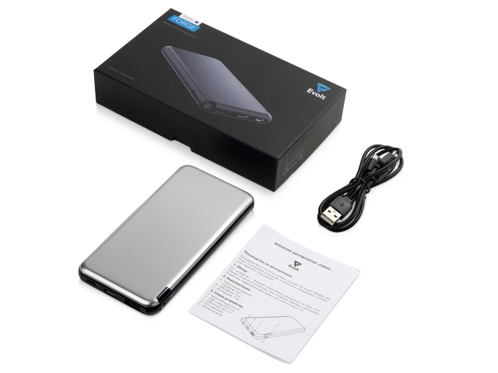 Внешний аккумулятор «Forge» v.2, металл, 10000mah, серебристый-6