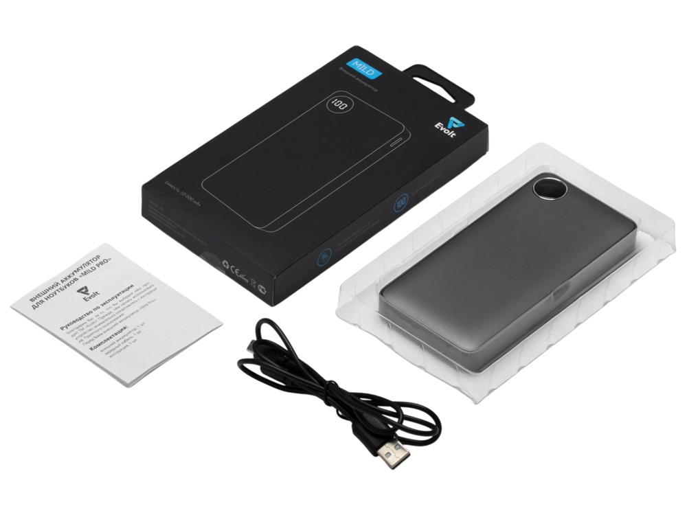 Внешний аккумулятор с дисплеем «Mild», 10 000 mAh, темно-серый-7