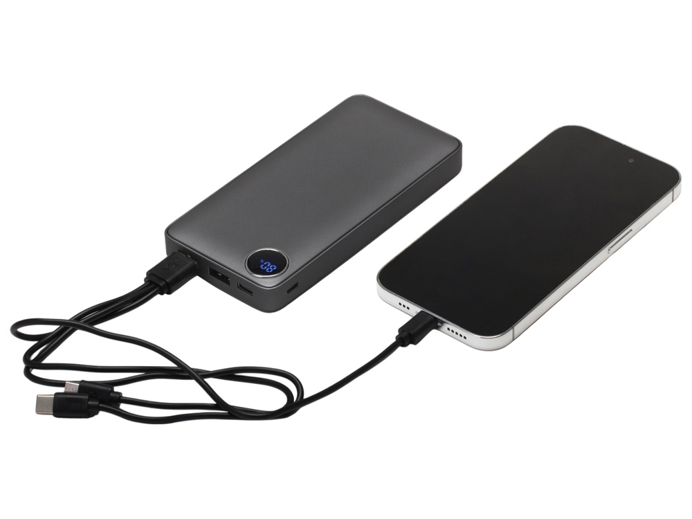 Внешний аккумулятор с дисплеем «Mild», 10 000 mAh, темно-серый-1