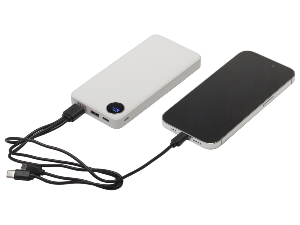 Внешний аккумулятор с дисплеем «Mild», 10 000 mAh, белый-1