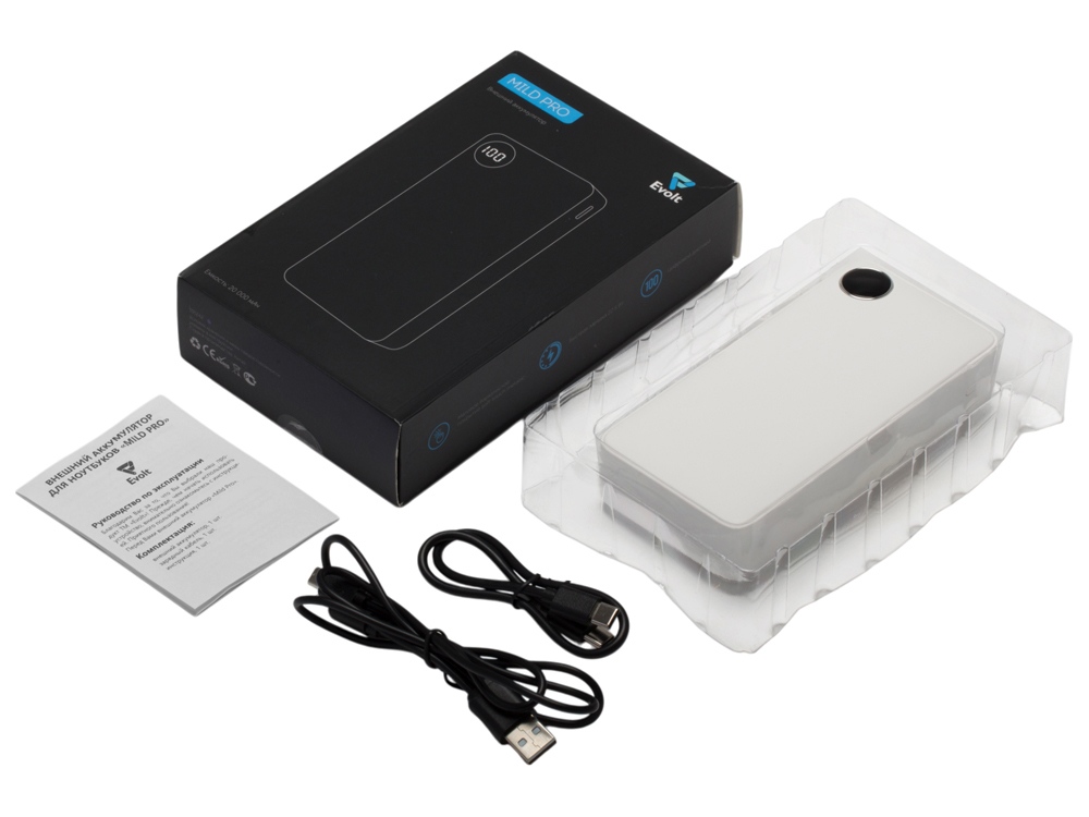 Внешний аккумулятор «Mild Pro» c быстрой зарядкой QC/PD, 20 000 mAh, белый-8