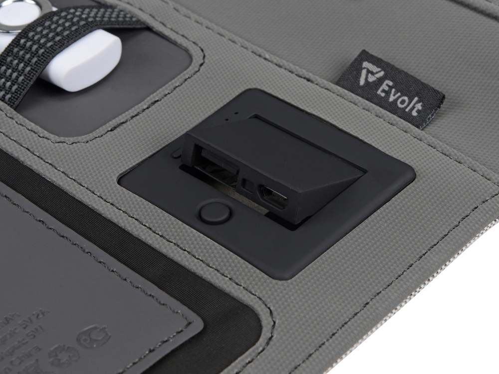 Органайзер с беспроводной зарядкой 5000 mAh "Powernote", темно-серый (P)-4