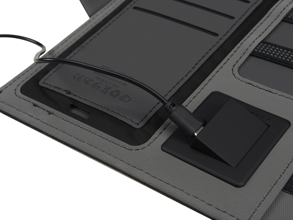 Органайзер с беспроводной зарядкой 5000 mAh "Powernote", темно-серый (P)-5