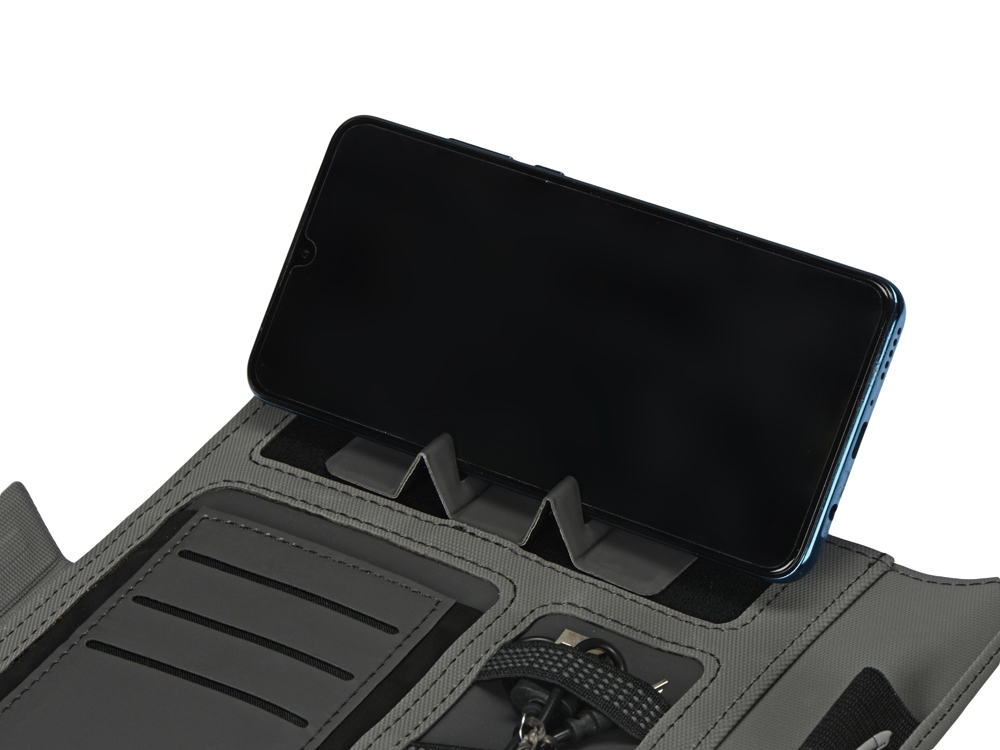Органайзер с беспроводной зарядкой 5000 mAh "Powernote", темно-серый (P)-12