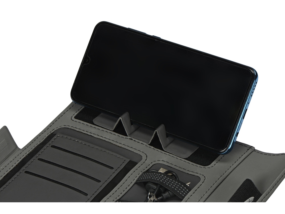 Органайзер с беспроводной зарядкой 5000 mAh "Powernote", светло-серый-12