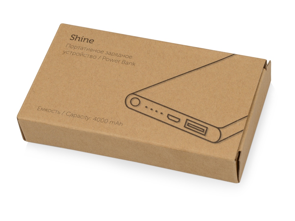 Портативное зарядное устройство "Shine" с зеркальной гравировкой, 4000 mAh, оранжевый-6